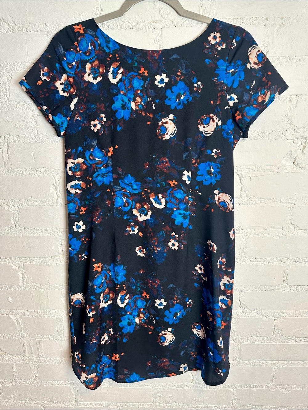 Yumi Kim Elena Mini Floral Dress with Bright Blue & Brown Fall Fully Lined Small